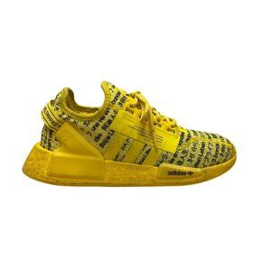 Adidas Yellow Text Print Comfort Primeknit Sport NMD R1 Sneakers Size 5